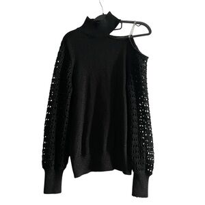 New York & Company Black Cold Shoulder Sweater Cutout Knit Size M